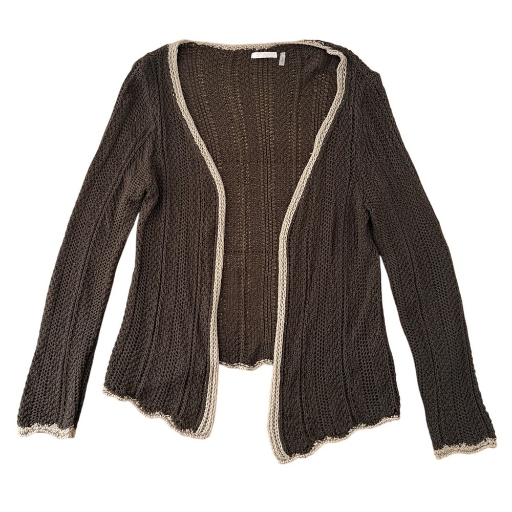 Brown Open Knit‎ Cardigan Womens M Boho Lagenlook Fairy Grunge Cozy Layering